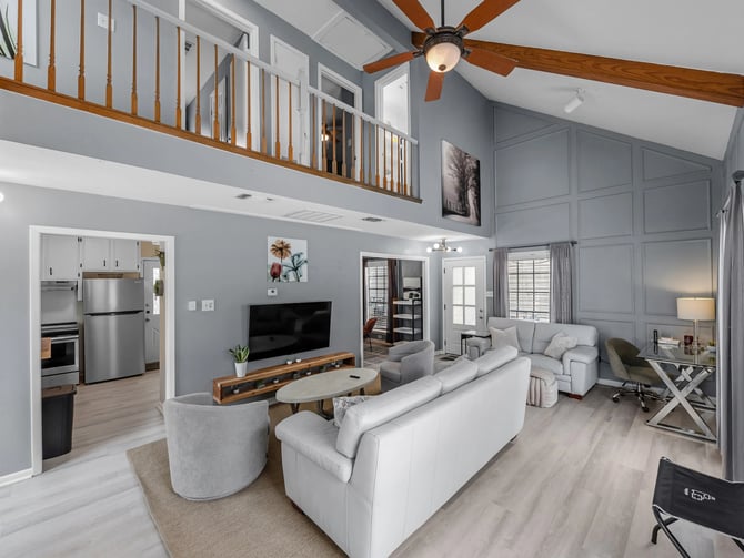 Cherry — vaulted living room with loft